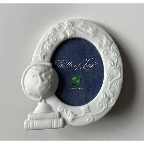 RUSS Halls of Ivy World Photo Frame. Holds 2 1/"2 x3  Picture Porcelain Globe - Picture 1 of 8